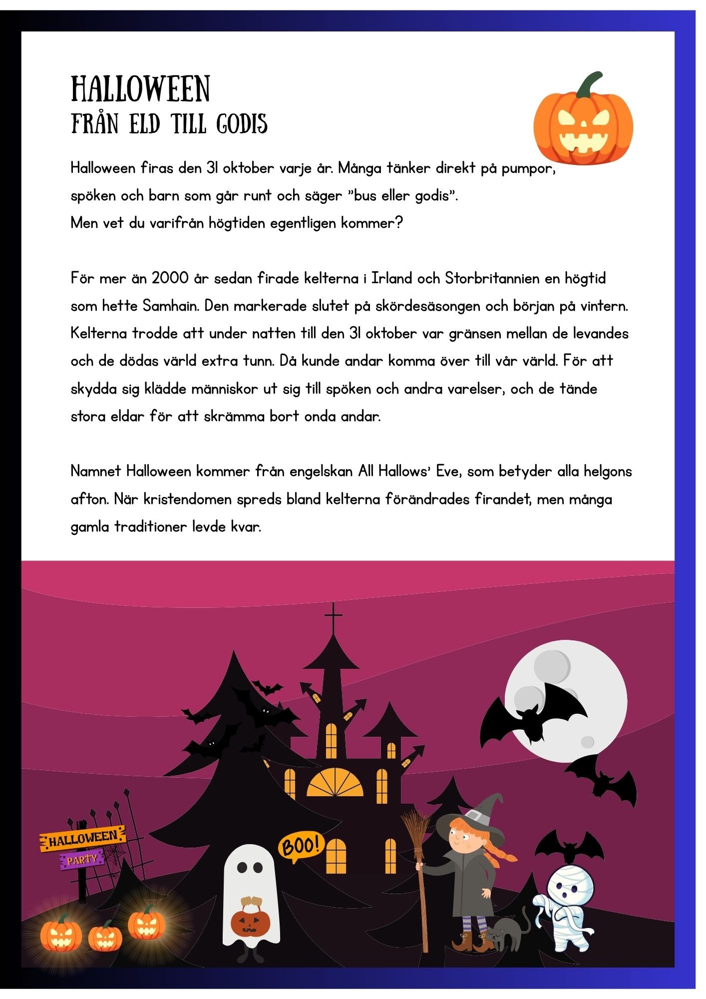 Spöken, ljus och minnen - Läsförståelse faktatext