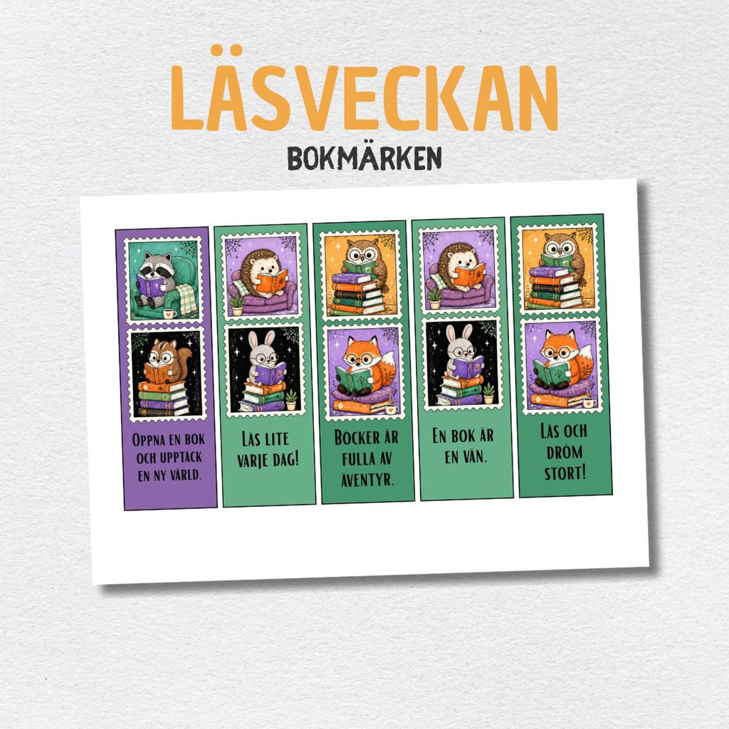 Läsveckan, bokmärken - Klassrumsmaterial