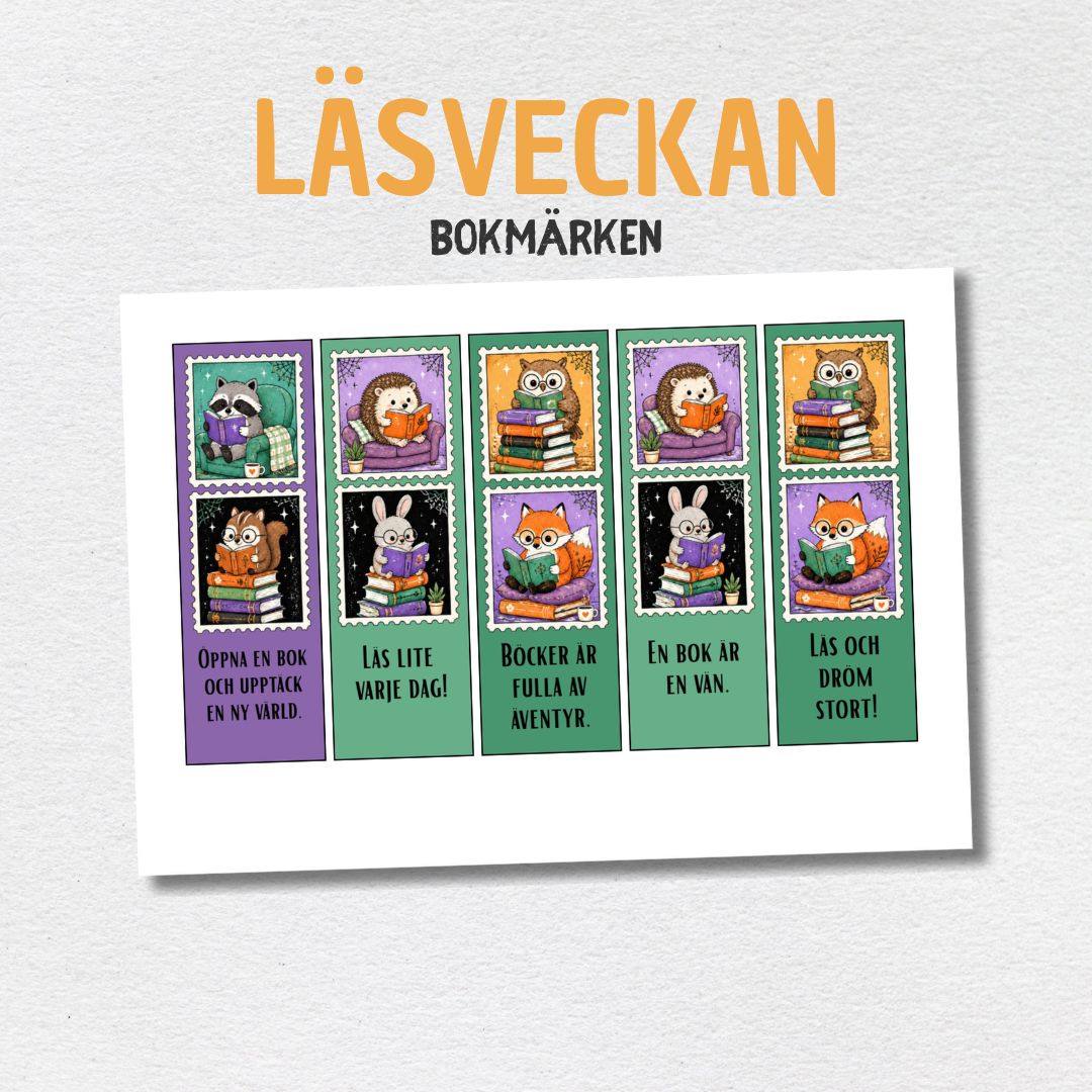 Läsveckan, bokmärken - Klassrumsmaterial