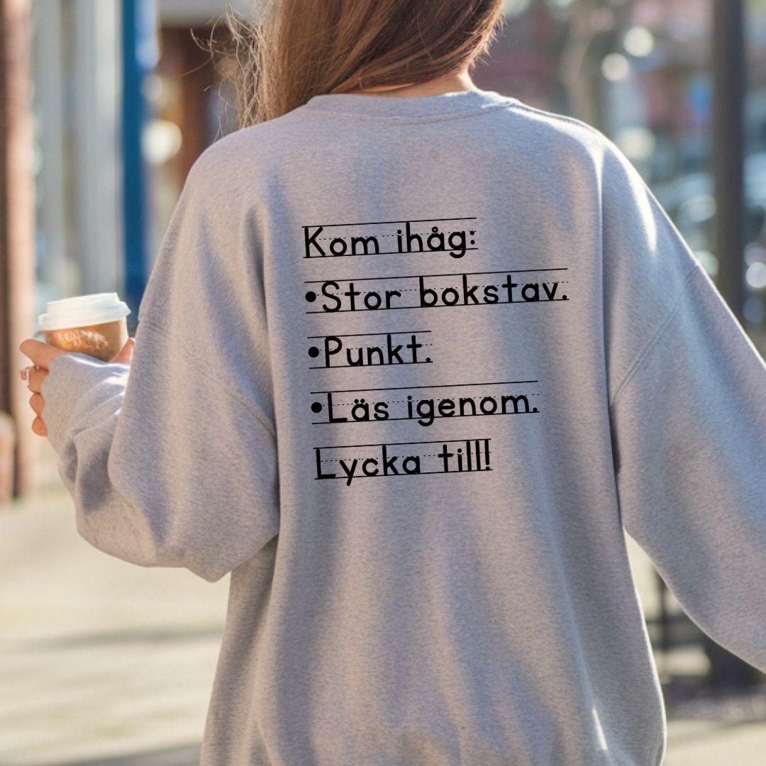 Skrivregler Ryggtryck - Collegetröja