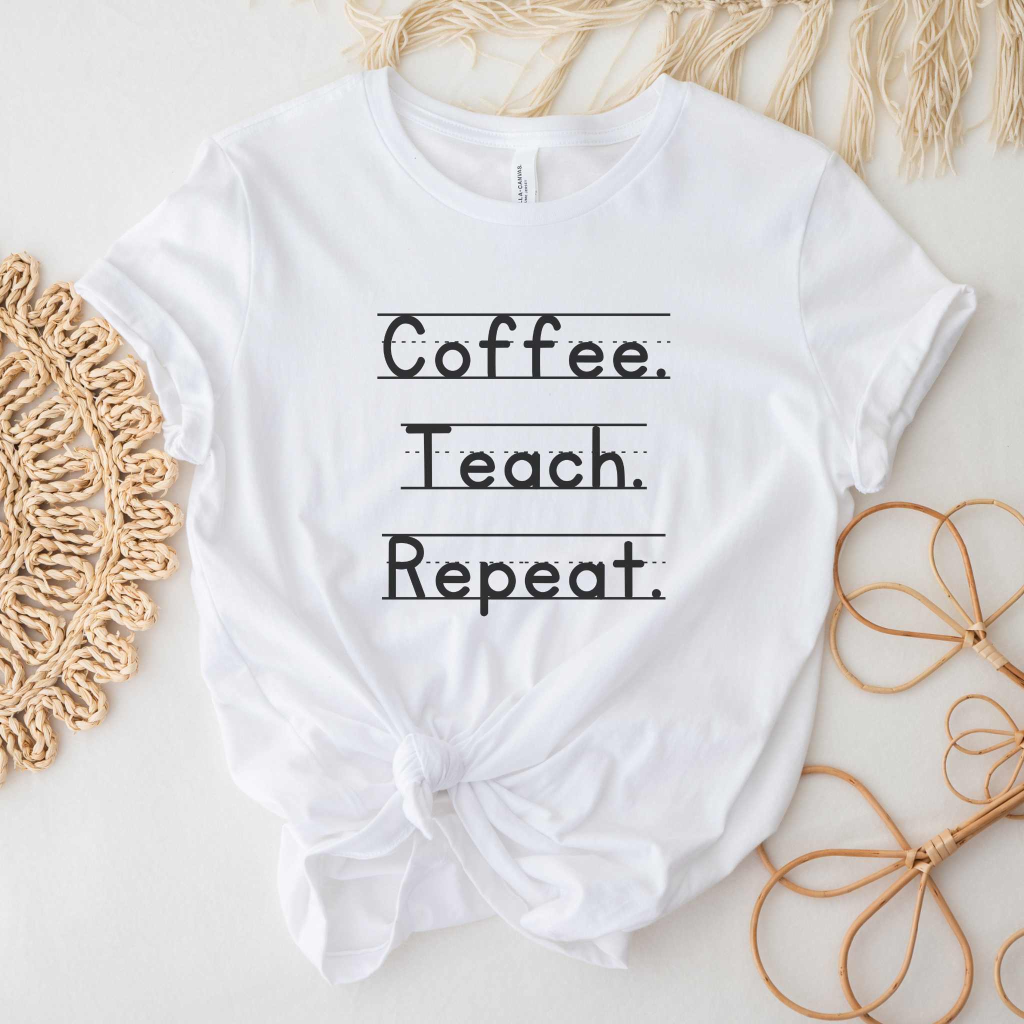 Coffee, teach, repeat - T-shirt